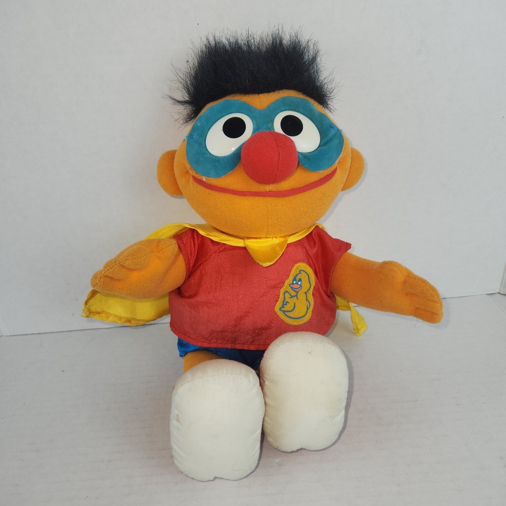 Vintage 1997 Tyco Sesame Street Super Ernie Plush Toy Jim Henson 13 Inch
